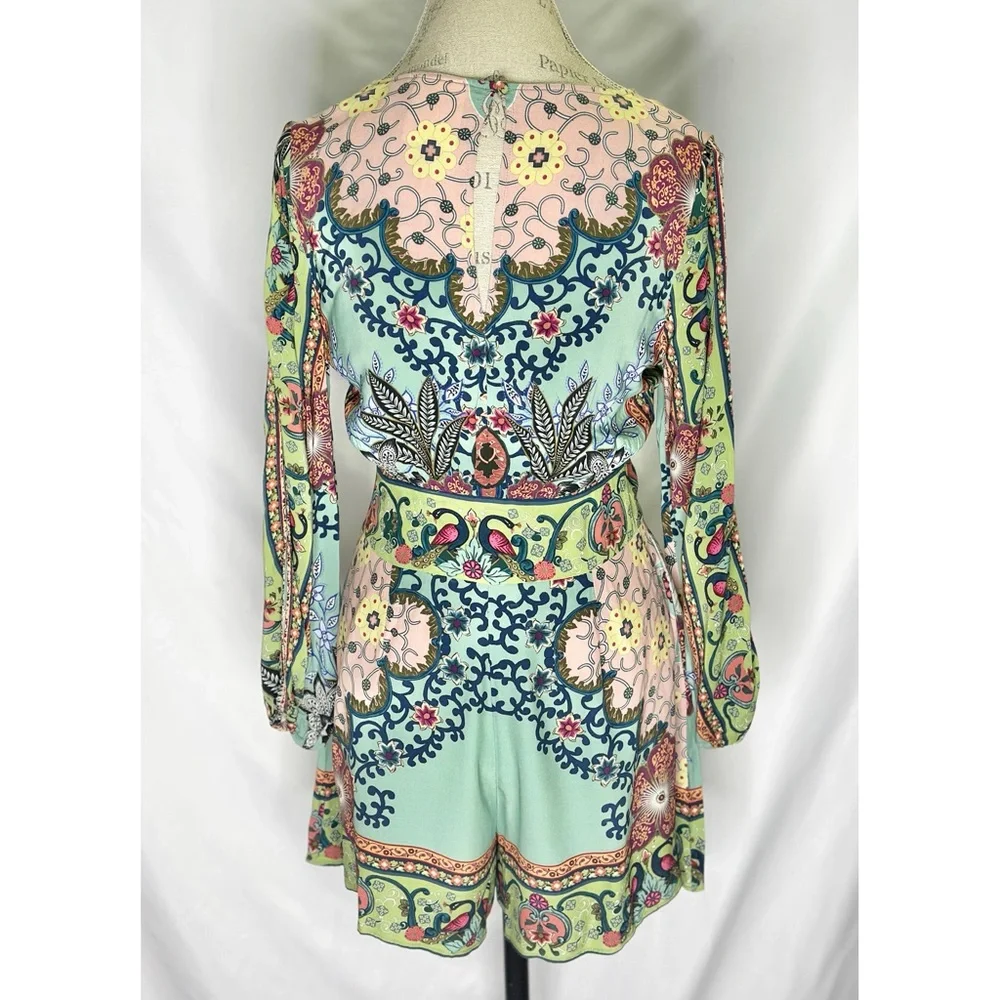 Farm Rio for Anthropologie Bohemian Caversham Floral Print Romper - Picture 6 of 12